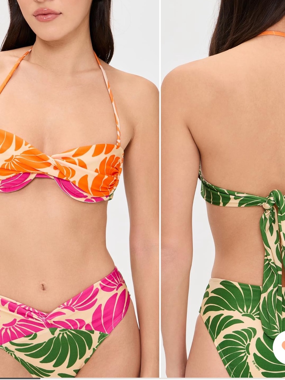FARM Rio Tropical Print Bikini Halter Top, size Medium